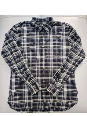 Men's John Varvatos USA Navy Plaid Casual Long Sleeve Shirt Size Medium
